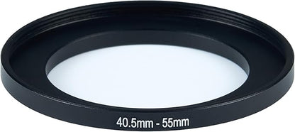 40.5mm Lens to 55mm Camera Lens Adapter 40.5mm to 55mm Step Up Ring Adapter Ring for All Brands of UV ND CPL, with Premium Lens Wiping Cloth 2 Pack (40.5mm-55mm)