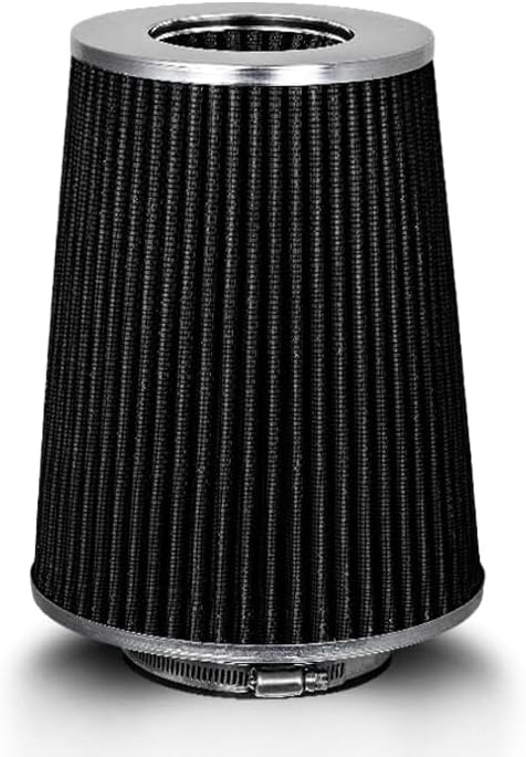 BLACK 4" 102 mm Inlet Truck Air Cone Replacement Performance Washable Clamp-On Dry Air Filter (8" Tall)