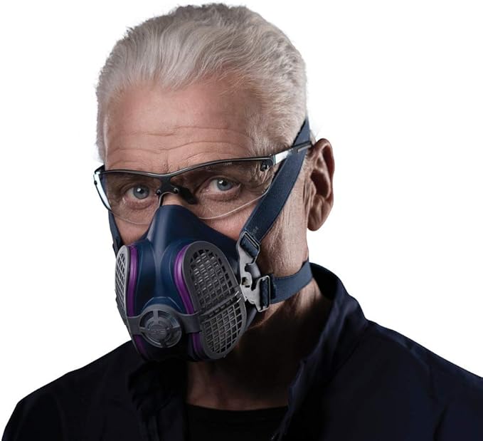 GVS SPR457 Elipse P100 Dust Half Mask Respirator with replaceable and reusable filters included, blue, m/l size