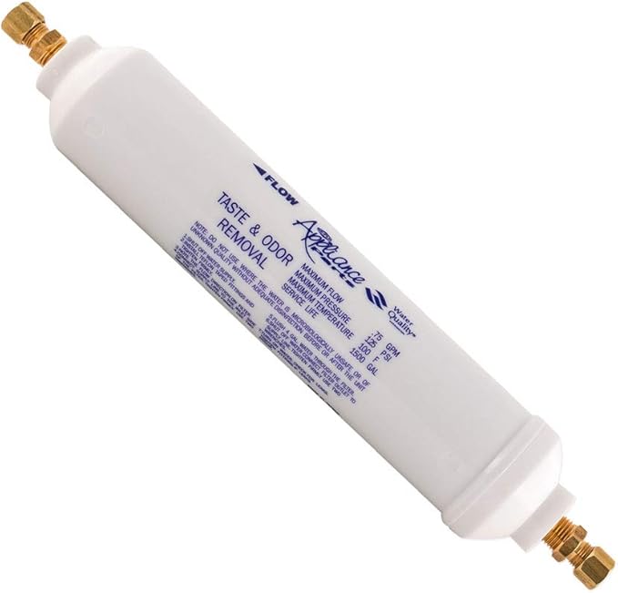 EZ-Flo 10 Inch Line Water Filter, Brass 1/4 Inch MIP x 7/16 Inch Compression Adapters, 1500 Gallon Capacity, 60461N