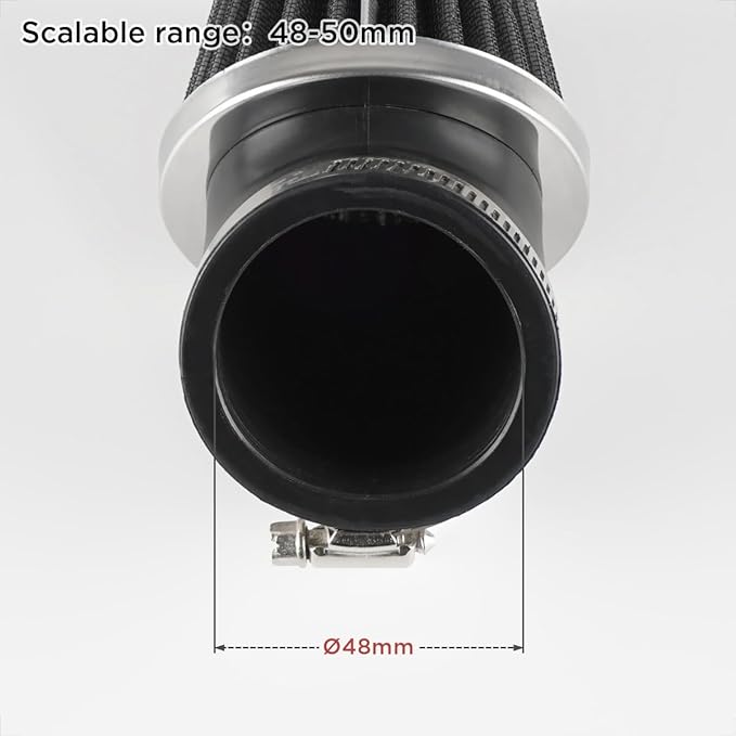 Evermotor Motorcycle Air Filter, 48mm 49mm 50mm Carb Filter for 50cc 70cc 90cc 110cc 125cc 150cc Scooter, Quad Bike