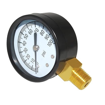 Joywayus Pressure Gauge 0 to 100 PSI Brass 1/4" Male NPT Thread Lower Mount, Multiple Function
