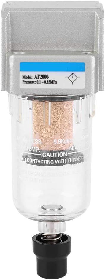 G1/4" Air Line Filter, Water and Oil Separator for Air Line Replacement AF2000-02 Particulate Filter Water Trap Separator, 750L/min Automatic Drain