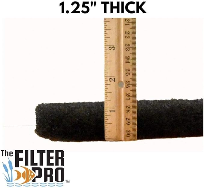Black Coarse Filter Media, 1.25" Thick, 18" x 56" Roll, Perfect for Aquariums, Ponds or Water Gardens, Made in USA