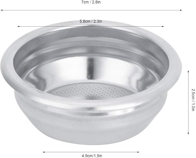 Coffee Filter Basket, 58mm Single Double Porous Filter Bowl Basket Semi Automatic Coffee Machine Bottomless Handle Filter for Portafilter Coffee Machine (For two persons)