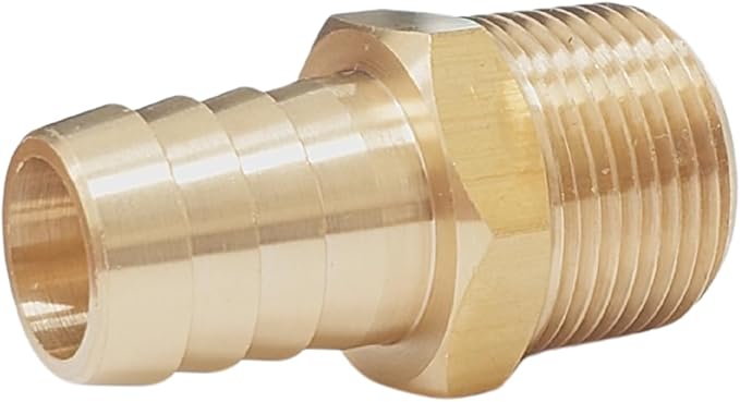 2pcs Brass Hose Barb Fitting, 3/4" Barb x 3/4" NPT Male, Adapter – Correct Thread for 1" OD, Brass Barbed Air Hose Repair Connector