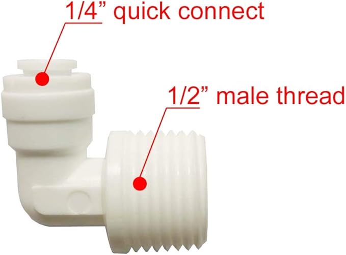 YZM Quick Connect fittings RO Water Filters (5pack, Elbow, 1/2" Male x 1/4" OD tube)