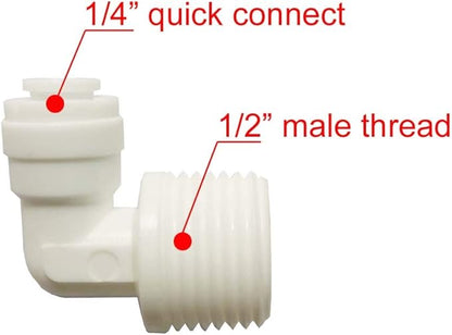 YZM Quick Connect fittings RO Water Filters (5pack, Elbow, 1/2" Male x 1/4" OD tube)