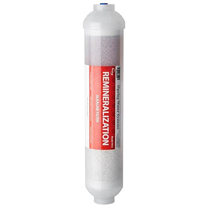 iSpring FA15 Alkaline Inline Water Filter Cartridge, 10” x 2” with 1/4” Quick Connect, NSF Certified, Add-on for RO Systems, Balances pH & Restores Minerals, 3-Layer Replacement Filter