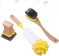 Natural Wood Handle Sponge Scrubber Tile Scrubber Brush Cleaner Kitchen Cleaning Tools Safe Odorless