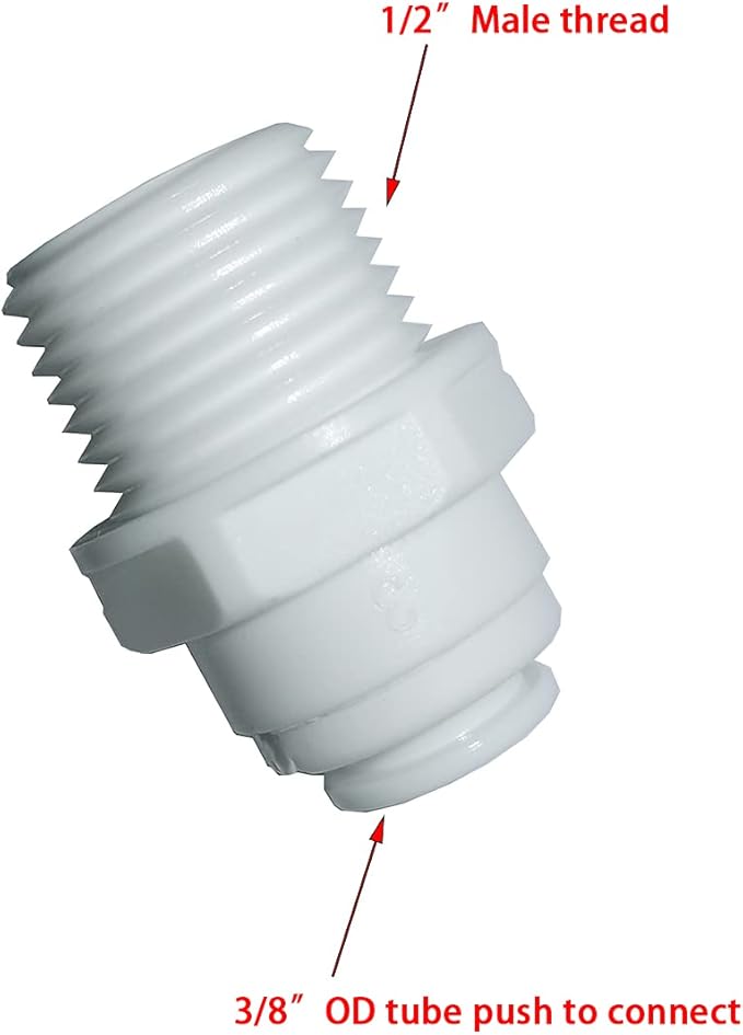 YZMSZ Straight Male Thread Adapter 1/2" Male x 3/8" OD Tube Quick Connector,for Water Purifiers Filters Reverse Osmosis Systems,100 pcs. (100, straight,1/2" Male x 3/8" OD tube)