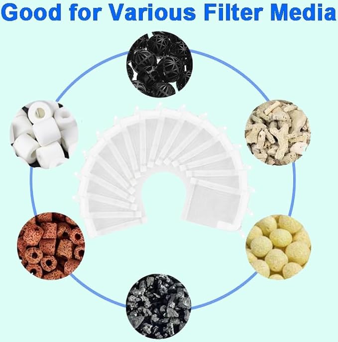 AQUANEAT Aquarium Filter Media Bags 15pcs Fish Tank Extra Fine 100 Micron Mesh Bags with Plastic Zipper for Activated Carbon (3" x 4")