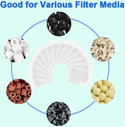 AQUANEAT Aquarium Filter Media Bags 15pcs Fish Tank Extra Fine 100 Micron Mesh Bags with Plastic Zipper for Activated Carbon (3" x 4")