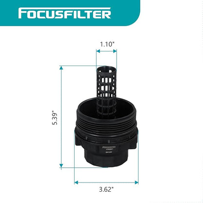 FOCUSFILTER 15620-0S010 OEM Grade Oil Filter Housing Cap, for Toyota Tundra 5.7L V8 2007-2013, Sequoia 5.7L V8 2008-2019, Land Cruiser, Lexus LX570 2007-2019, Replaces 15620-38010, 917-016