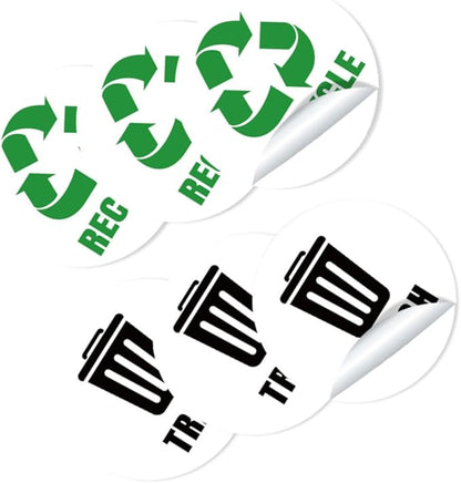 Veemoon 6-Piece Set of Self-Adhesive Garbage Classification Label Stickers Waste Sorting Stickers for Trash Cans and Containers Design for Easy Identification