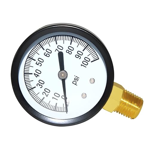 Joywayus Pressure Gauge 0 to 100 PSI Brass 1/4" Male NPT Thread Lower Mount, Multiple Function