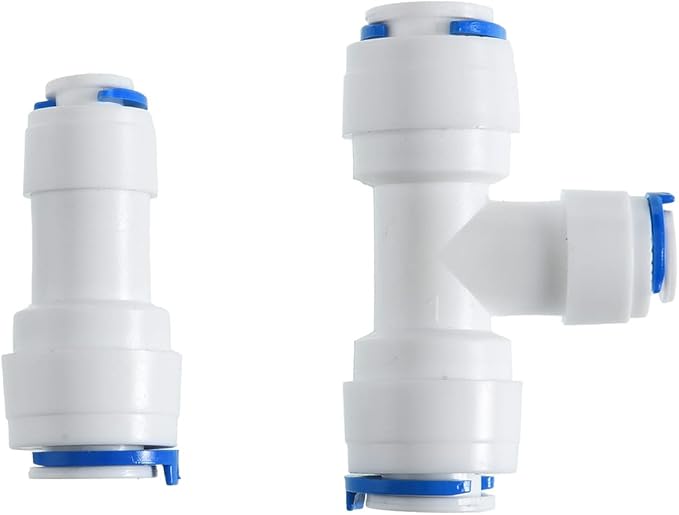 3/8-inch x 1/4-inch 6 pcs T and 6 pcs I Tube Quick Push in Connector for RO Water System (3/8-inch x 3/8-inch x 1/4-inch T)