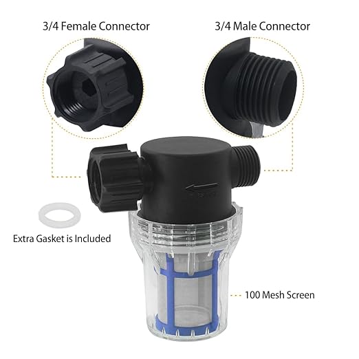 GIEX 100 Mesh Garden Hose Filter with Quick Connect, 3/4" GHT Thread Inline Sediment Trap for Pressure Washers, Sprinkler Systems & General Garden Irrigation