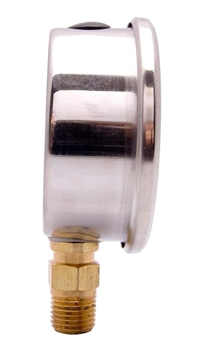2-1/2" Oil Filled Vacuum Pressure Gauge - Stainless Steel Case, Brass, 1/4" NPT, Lower Mount Connection, 30HG/30PSI