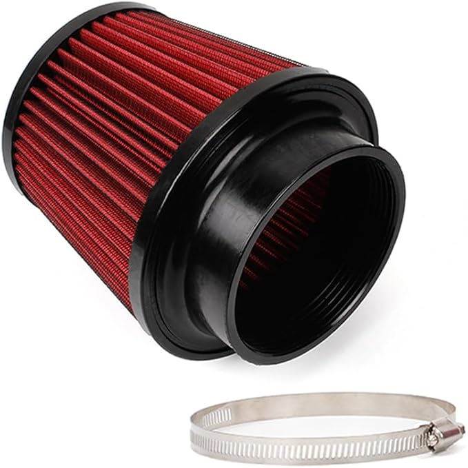 Red 4" 100mm Inlet Cone Replacement Dry Air Filter High Flow Car Performance Cold Air Intake Filter