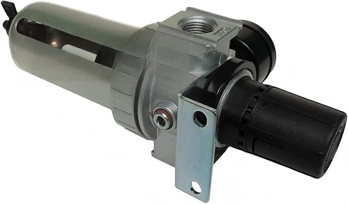 3/8" Pressure Regulator - 89 CFM Flow Rate 7-150 PSI Adjustable - for Compressor Particulate Filter Moisture Water Trap Compressed Air - Integral Style Filter Regulator Combination Replacement