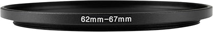 62-67mm Metal Step-Up/Down Ring Adapter Compatible with Mirrorless Cameras DSLR Lens, UV CPL ND Filter Thread Converter, Black