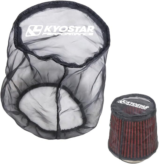 KYOSTAR Universal Air Filter Cover for Car Cold Air Intake Systems, Flexible Air Filter Sock for Cone High Flow Air Filter, Dustproof Washable High-Flow Air Cleaner Wrap, 5.9" Height & 6.1" Diameter.