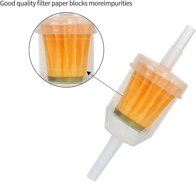 Inline Fuel Filter for Lawn Mower, Small Engine, Kohler, John Deere, Kawasaki - Gas Filter Replacement with High Flow Design (12-Pack)
