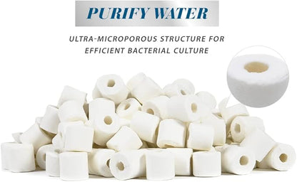 ALEGI Aquarium Premier Bulk Bio Ceramic Rings Filter Media for Fresh Water, Sea Water Fish Tank Canister Filter,Koi Fish Pond Reef Filter (2 lbs)