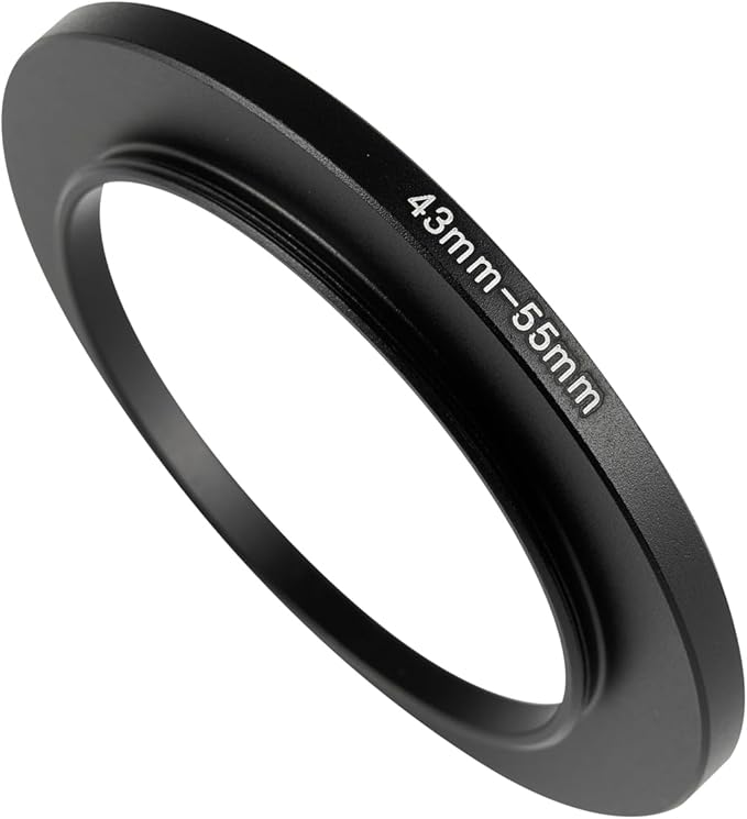43-55mm Metal Step-Up Ring Adapter Compatible with Mirrorless Cameras DSLR Lens, UV CPL ND Filter Thread Converter, Black