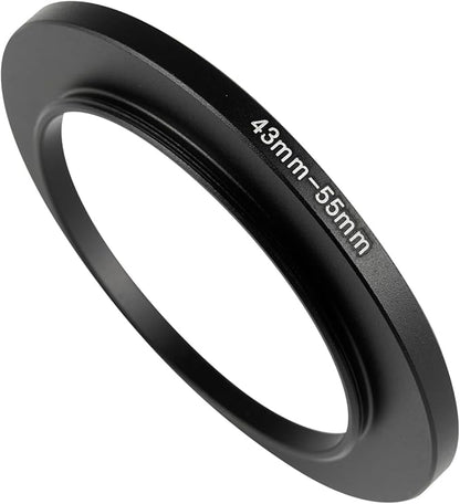 43-55mm Metal Step-Up Ring Adapter Compatible with Mirrorless Cameras DSLR Lens, UV CPL ND Filter Thread Converter, Black