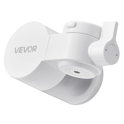 VEVOR Faucet Mount Water Filter, Horizontal Water Purifier for Sink Tap, Carbon Fiber Filters, Removes Chlorine Lead with 1 Filter, Fits Most Kitchen or Bathroom Faucets, White