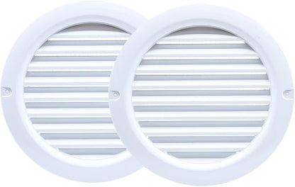 VENTS-US - 4" White Round Plastic Vent Cover with Built-in Insect Screen Mesh and Flange for Supply or Exhaust Air Applications - Compatible with 4 Inch Diameter Ducts (2-Pack)