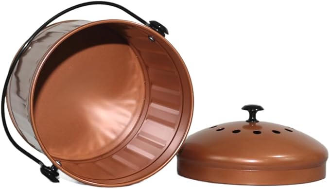 Markson Compost Bin with Airflow Lid and Charcoal Filter 1.5 Gallon Metal Copper