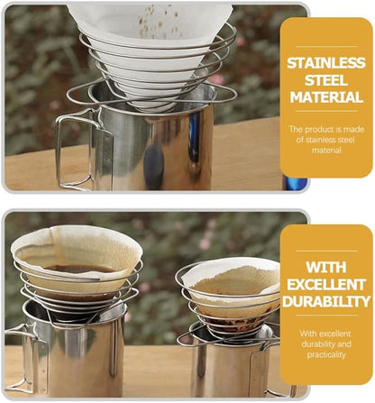 Cabilock Foldable Stainless Steel Coffee Filter Dripper Portable Cone Funnel Reusable Accessory Compact Coffee Maker Filter for Daily Household Use