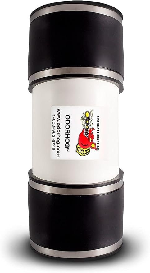 OdorHog Vent Stack Pipe Filter, PVC Inline Model - Removes Outdoor Septic and Sewer Odor Problems (6.0-inch)