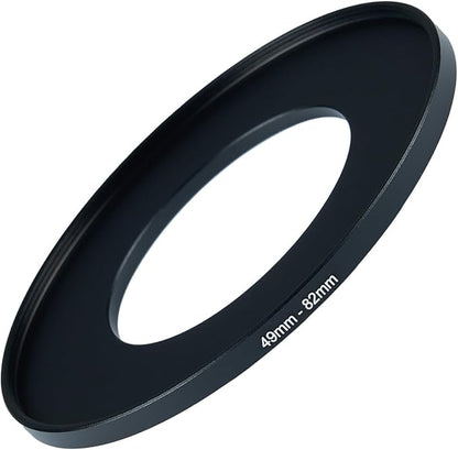 49mm to 82mm Step-up Adapter Rings Filter Adapter Black Metal Step Down Filter Ring Adapter Compatible with All Brand UV CPL ND Camera Lens Filter Stepping Rings (49mm-82mm)