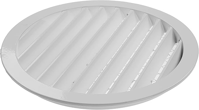 Repa Market 10" Inch Aluminum White Soffit Air Vent Cover - Louvered Round Gable Vent with Mesh Screen - Exhaust/Intake Ventilation Grill for House, Attic, Bathroom - Outdoor Metal Duct Grate