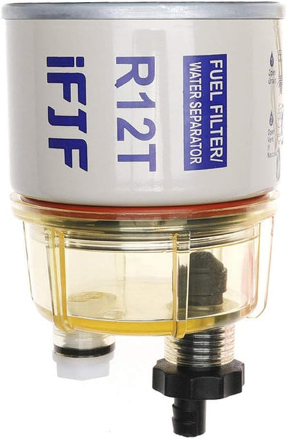 iFJF R12T Fuel Filter/Water Separator 120AT NPT ZG1/4-19 Automotive Parts with Fitting - Filter and Water Collection Bowl Diesel Engine