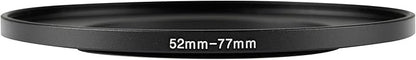 52-77mm Metal Step-Up/Down Ring Adapter Compatible with Mirrorless Cameras DSLR Lens, UV CPL ND Filter Thread Converter, Black