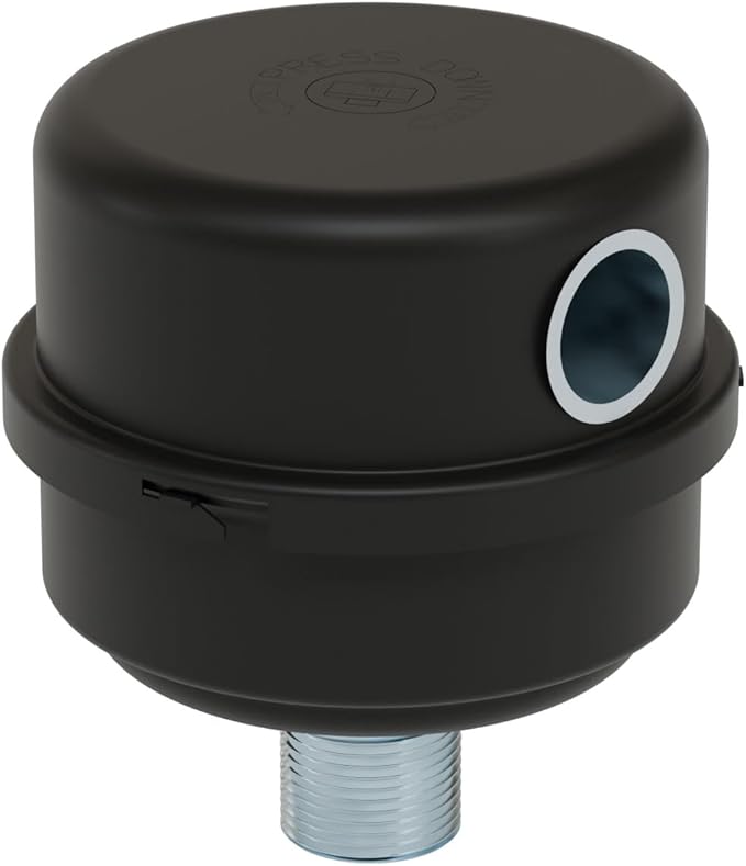 Solberg FS-10-050™ Inlet Compressor Air Filter Silencer, 1/2" MPT Outlet, 4-1/8" Height, 4-1/8" Diameter, 12 SCFM, Made in the USA