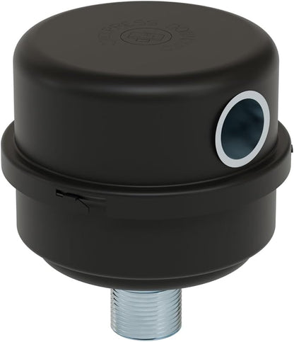 Solberg FS-10-050™ Inlet Compressor Air Filter Silencer, 1/2" MPT Outlet, 4-1/8" Height, 4-1/8" Diameter, 12 SCFM, Made in the USA