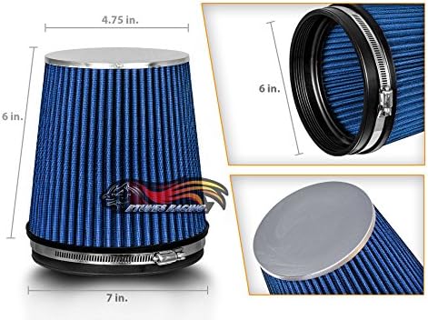 BLUE 6" 152 mm Inlet Short Truck Air Cone Replacement Performance Washable Clamp-On Dry Air Filter (6" Tall)
