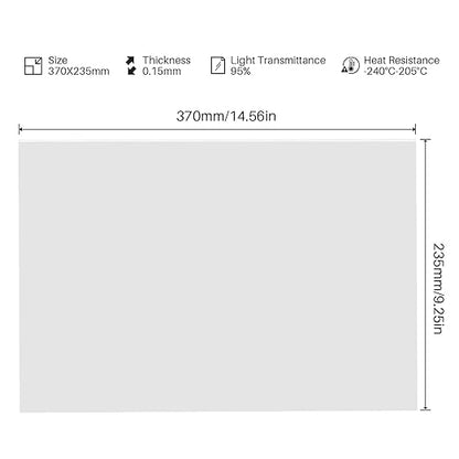 ELEGOO PFA Release Liner Film, PFA Release Liner for Jupiter SE Resin 3D Printer, 95% Light Transmittance, 370 * 235mm, 0.15mm Thickness