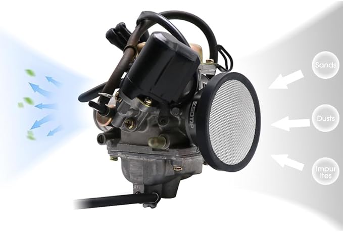 Carburetor Carb Velocity Stack 44mm Air Cleaner Filter Modified Trumpet Aluminum Alloy with Sponge Filter Steel Mesh for GY6 150cc PZ24 PZ30 PHBH Suggest Small Displacement (Titan,44mm)