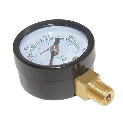 Joywayus Pressure Gauge 0 to 200 PSI Brass 1/8" Male NPT Thread Lower Mount, Multiple Function