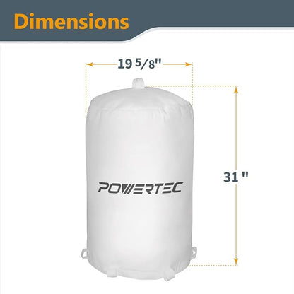 POWERTEC 70333 Dust Collector Bag, 21" x 31", 1 Micron Filter, For JET, Grizzly, Shop Fox, Wen, Harbor Freight, and POWERTEC DC-1512
