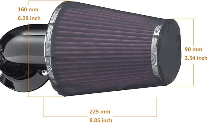 Motorcycle Air Cleaner Filter Waterproof Brreather Rain Sock Black Protective Cover For Harley Air Cleaner Kits XL 1200 Touring Softail Dyna (For Screamin Eagle Rocket style)