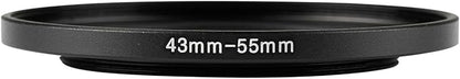 43-55mm Metal Step-Up Ring Adapter Compatible with Mirrorless Cameras DSLR Lens, UV CPL ND Filter Thread Converter, Black