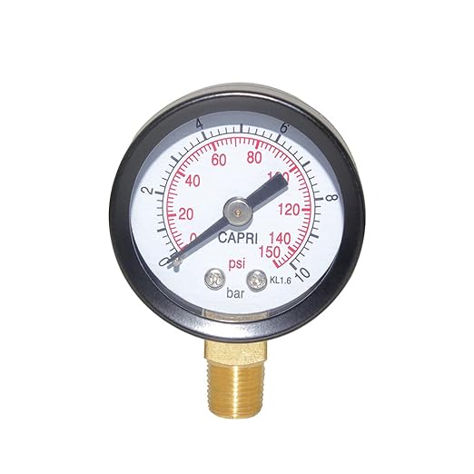 Joywayus Pressure Gauge 0 to 150 PSI Brass 1/8" Male NPT Thread Lower Mount, Multiple Function